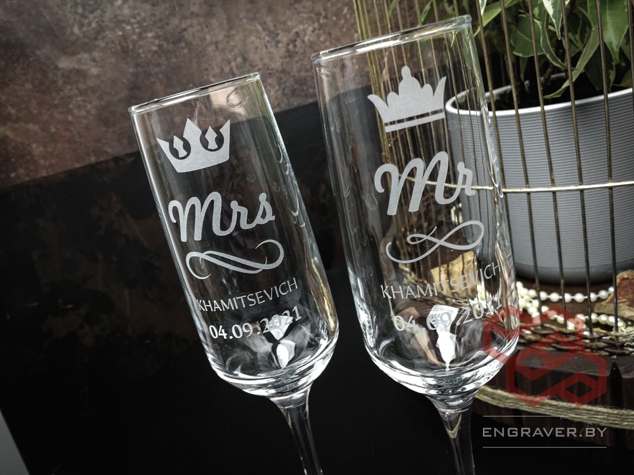 бокалы для шампанского на свадьбу с гравировкой