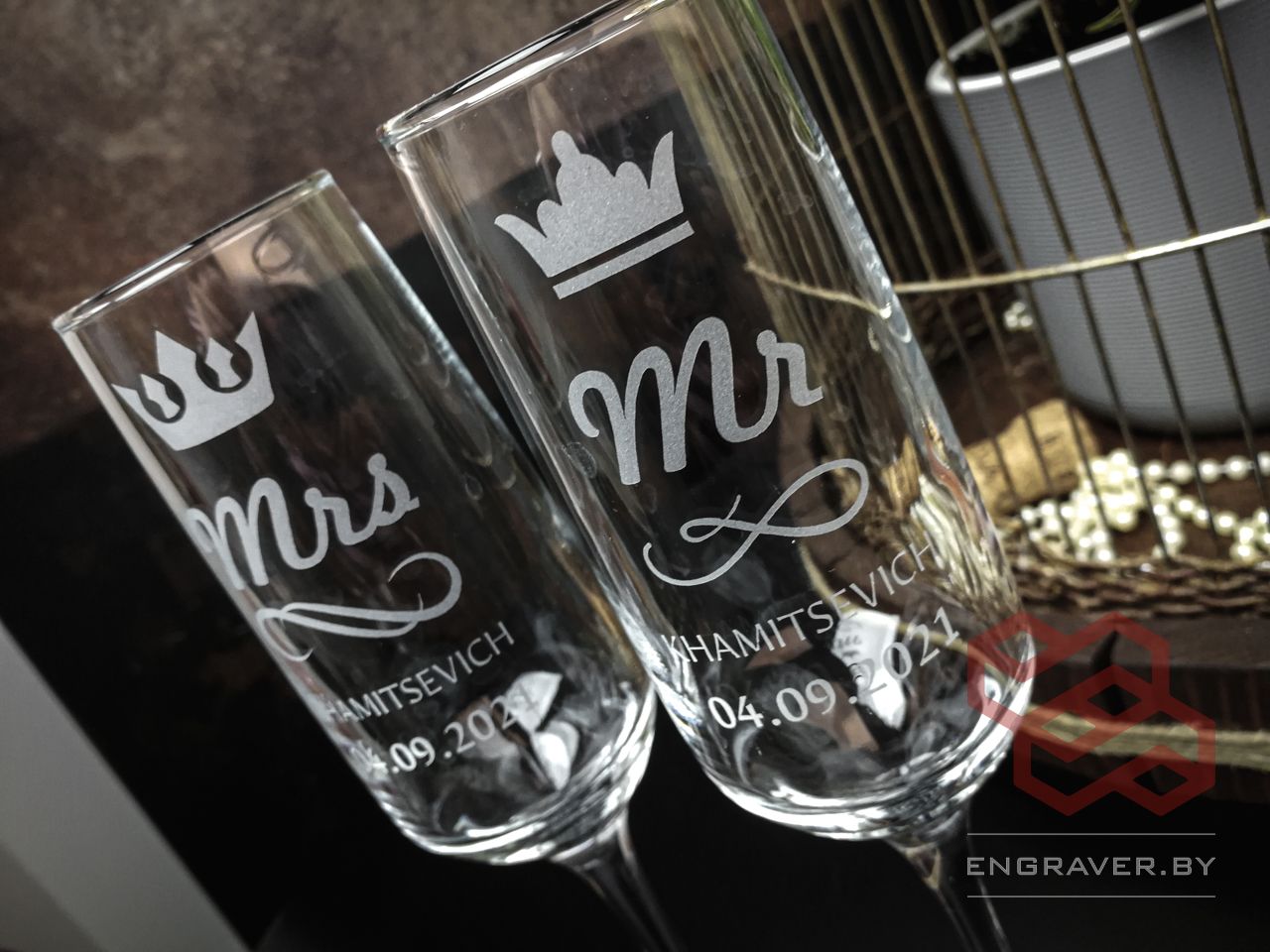 бокалы для шампанского на свадьбу с гравировкой
