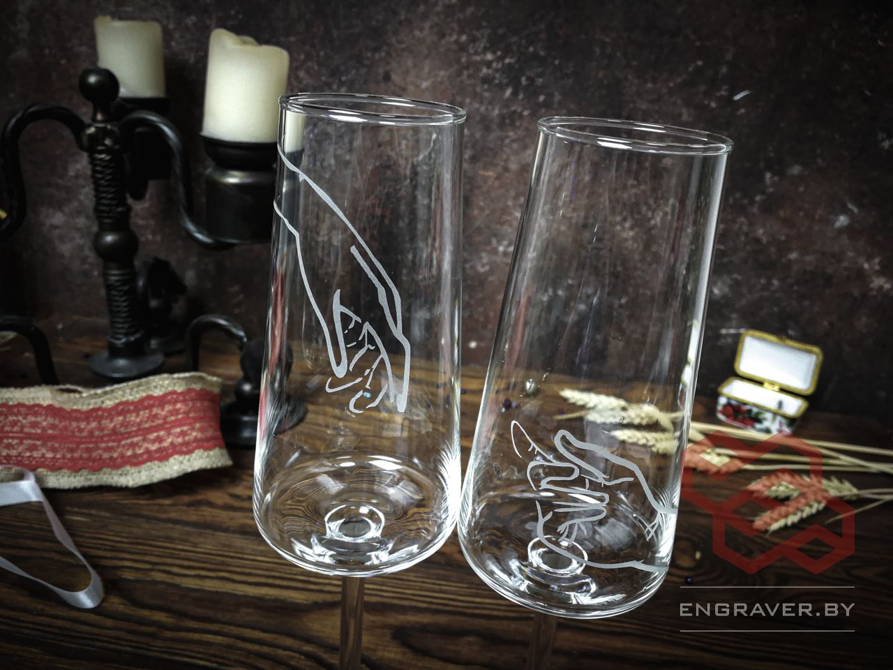 бокалы для шампанского на свадьбу с гравировкой