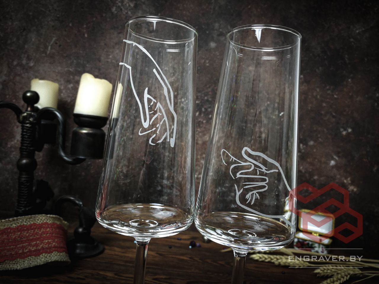 бокалы для шампанского на свадьбу с гравировкой